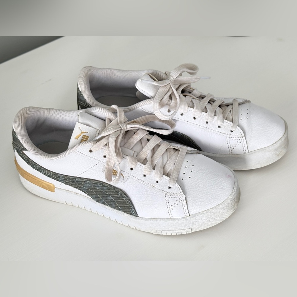 Puma Jada Renew White, green and gold platform sneakers